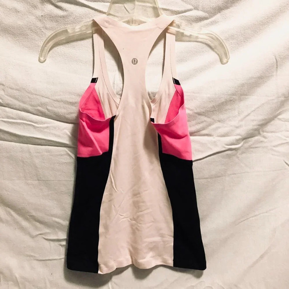 Lululemon Tank Top Size 2 Hot Pink Black  Racerback Yoga Top - Picture 6 of 11
